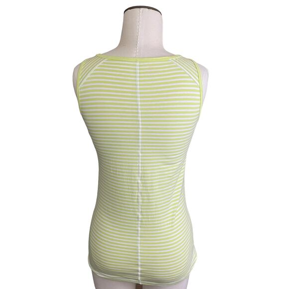 Talbots T Tank Top Women's S Neon Green White Stripe Activewear Fitness Workout - Picture 3 of 9
